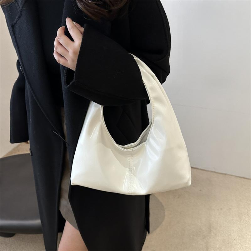 2025 spring bag new retro soft leather dumpling bag simple handbag fashionable splicing underarm shoulder bag women