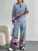 Bohemian Style European And American Autumn And Winter Casual Long-Sleeved Suit Women'S Hooded Sweater Trousers Suit