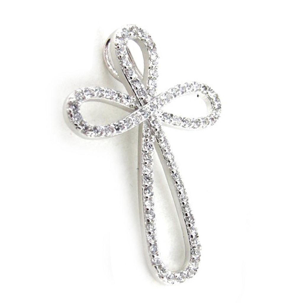 Les Trésors De Lily [N1550] - White 'Cross' Silver Pendant