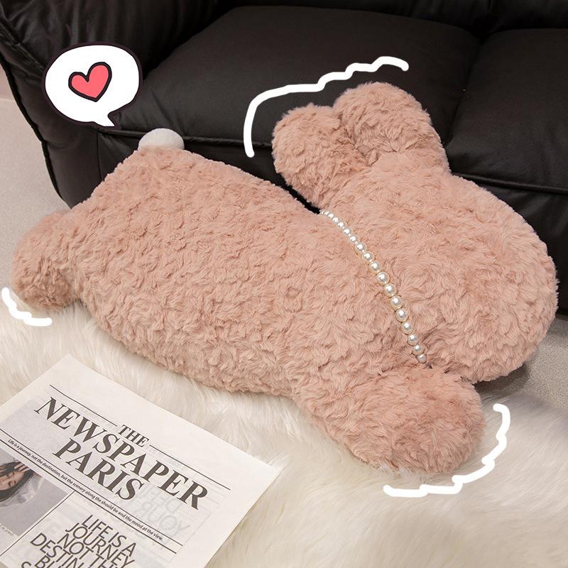 Cute Pearl Rabbit Pillow Plush Toy Rabbit Doll Girl Sleeping on Sofa Pillow Ornament Doll Gift