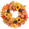 Harvest Wreath With Pumpkins Berries Vine Circle Halloween Thanksgiving Door Decor