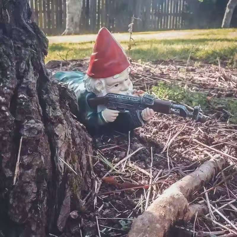3 Pieces Funny Army Gnome Garden Statue Resin Desktop Lawn Ornament Dwarf Statue for Outdoor Garden Decoration 2025 New 15CM