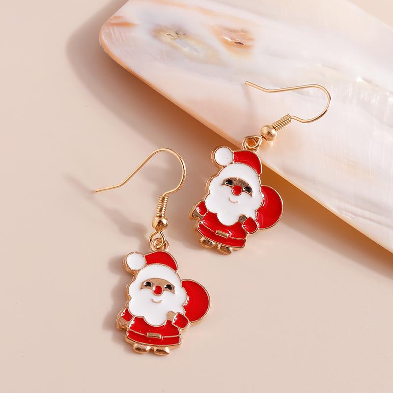 Cute Christmas Earrings Santa Claus Elk Snowman Snowflake Earrings for Women Girls X'mas New Year Jewelry Gifts