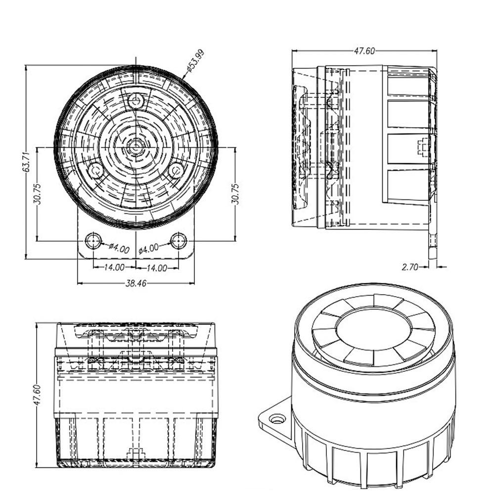 Innendørs Sirene 300 (mA) 49*50mm Trompet Veggmontert Holdbar