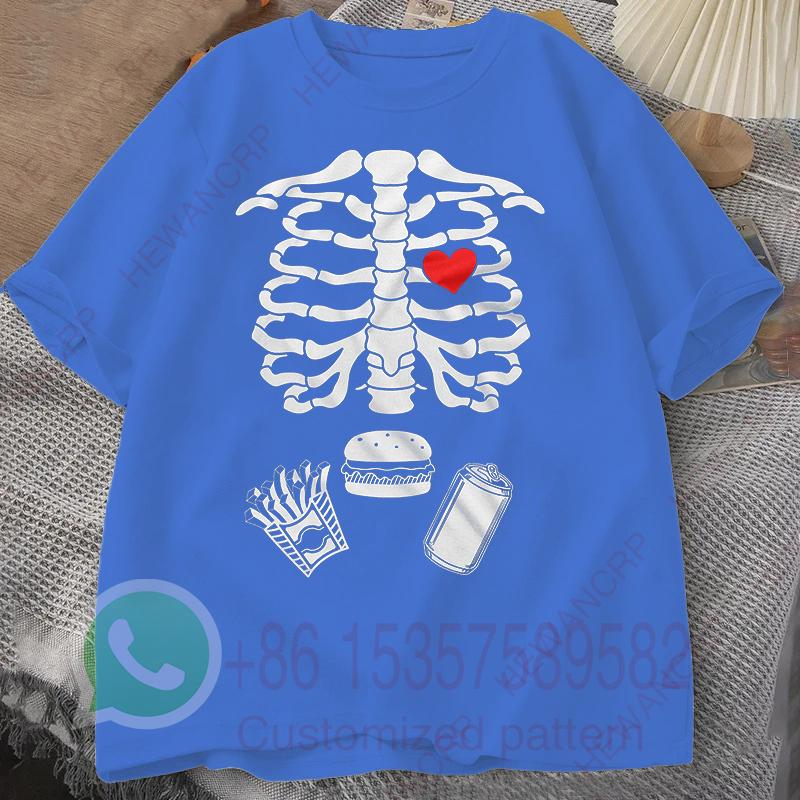 Skeleton Tshirt Ribcage Bones Summer Tracksuit Mens Round Neck Pullover Shortsleeved Tops Casual Sportswear Trendy Streetwear