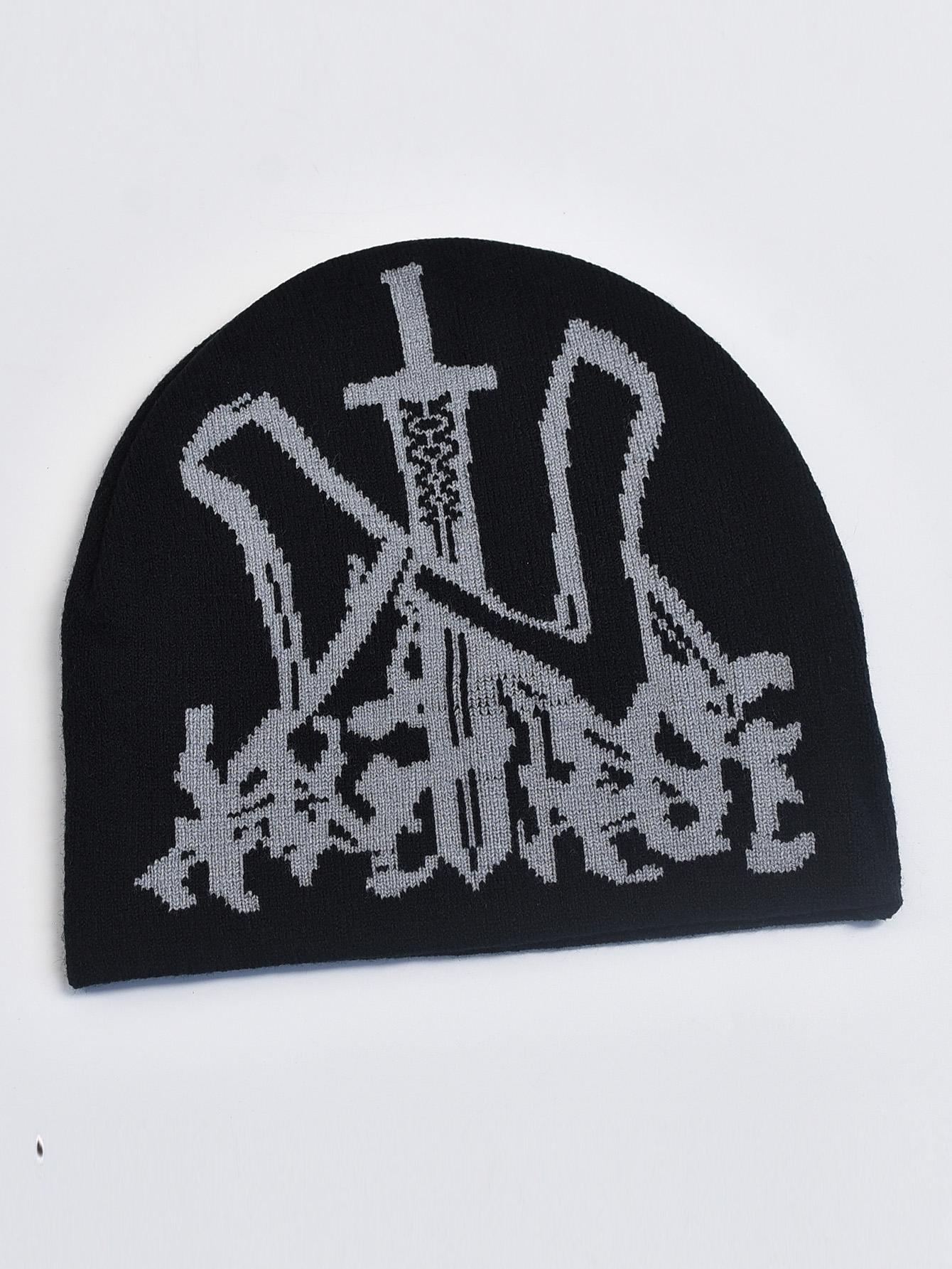 

Мужская и женская шапка-бини, мода Y2k Street trend, вязаные шапки, зима, осень, теплая, холодная шапка One Size чёрный