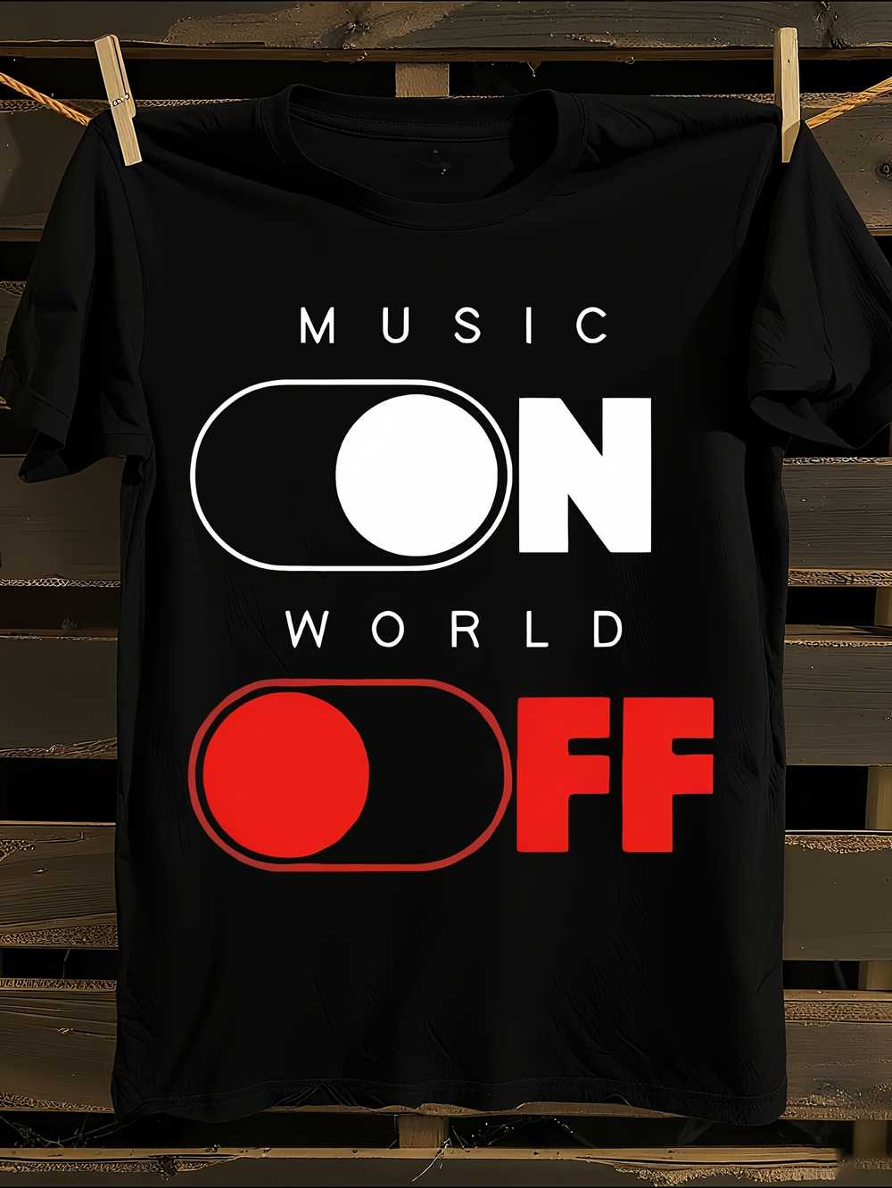 Music On World Off Graphic T-Shirt S