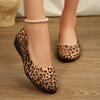 Women's Leopard Print Flats - Slip-On Shoes with Pull-On Closure, Round Toe Cushioned Insole - All-Season Casual  Frmal Footwear