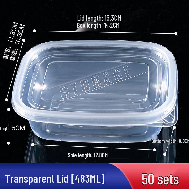 280ml Rectangular Transparent Plastic Salad Box with Lid for Fresh-Keeping and Takeaway