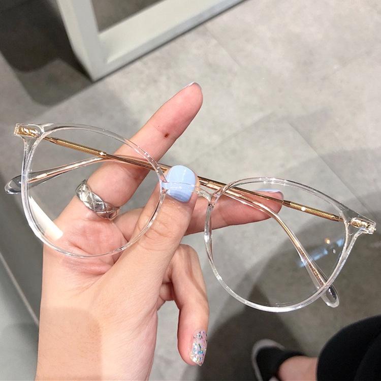 New Tea-Colored Anti-Blue Light Glasses: Black Frame, Plano Lenses for Students