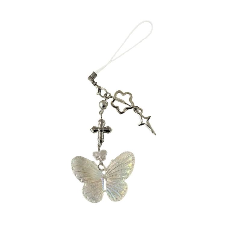 Beautiful Butterfly Phone Ornament Keychain Colorful Butterfly Pendant Phone Chain Accessory Pendant for Keys Backpacks
