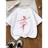 European Sizes Dancing Girl Print T-Shirt - Casual Summer Short Sleeve Round Neck Top Suitable for Dance Classes, Casual Attire & Teen Girls