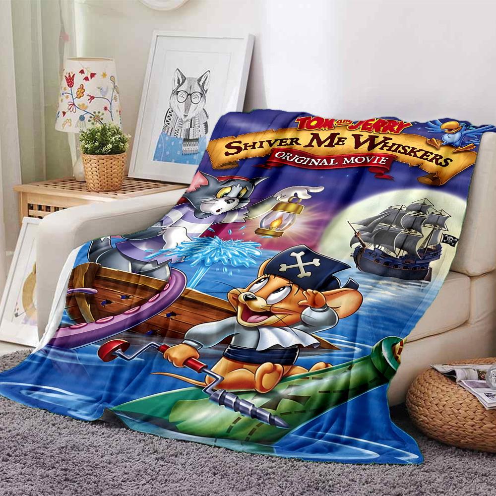 1pc Tom and Jerry Shiver Me Whiskers Flannel Blanket Soft Warm Throw for Home, Office, Travel, All-Season Cozy Bedding GiftL1140 80cmx120cm(31inx47in)