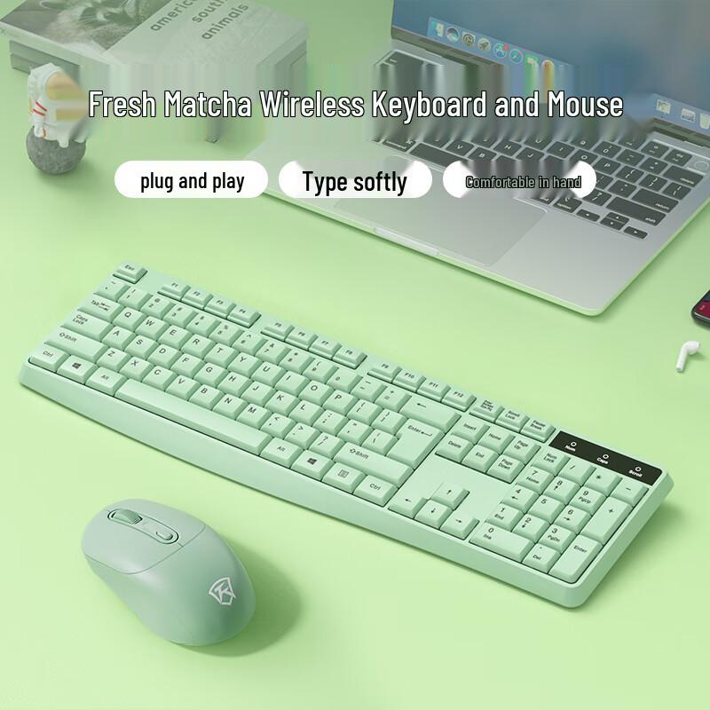 Youshi Matcha Green Silent Wireless Keyboard Mouse Combo