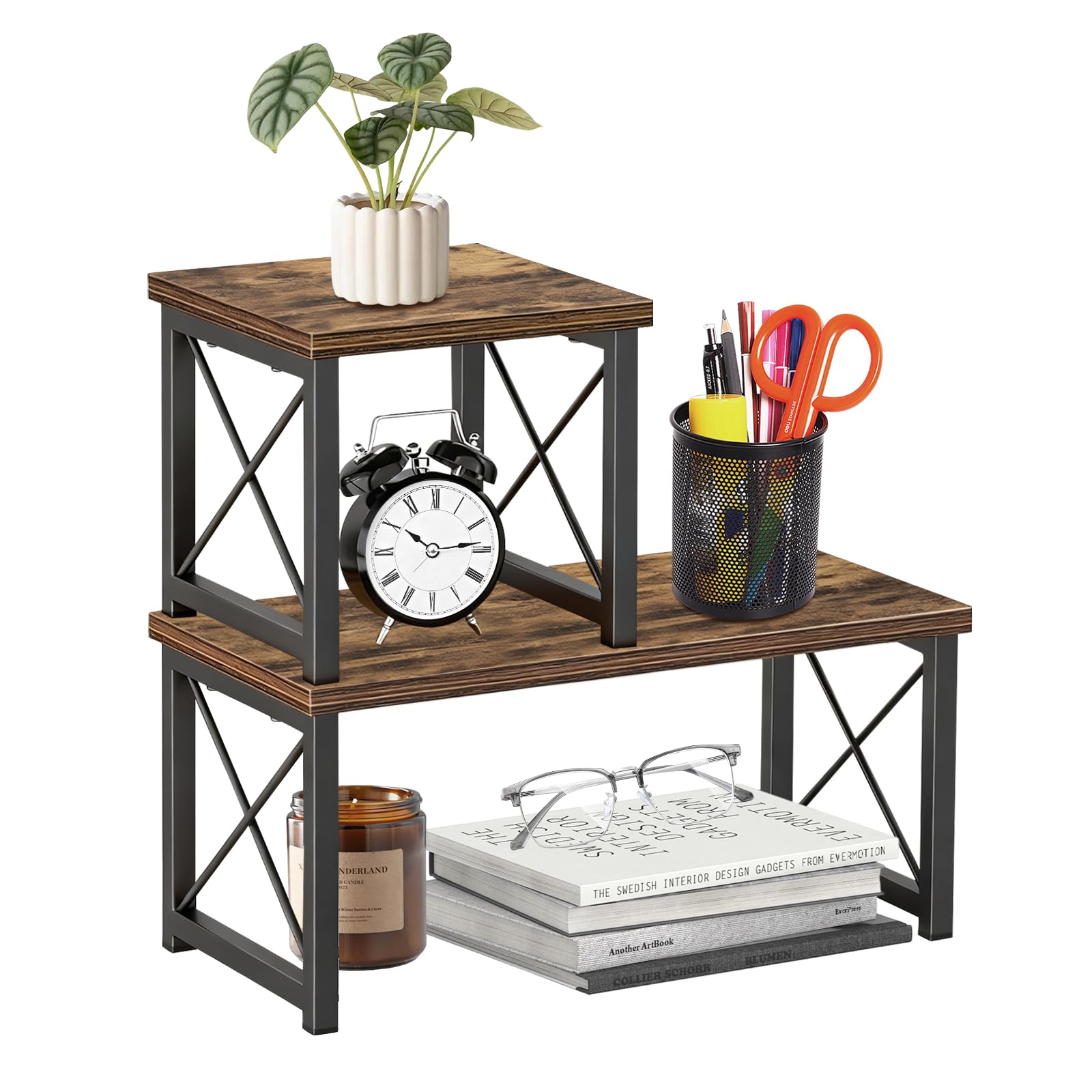 

Desk shelf storage mini corner storage small multiple assembly easy ideal for rack, bookshelf, rack, organizer, methods, 2-piece set, stackable,