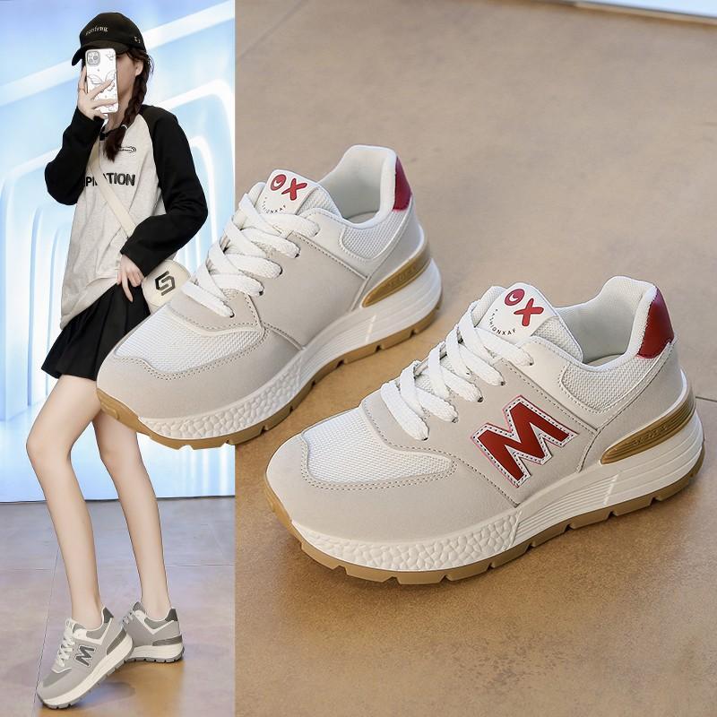 

Stepping on shit leather Forrest Gump sneakers women s spring new Internet celebrity popular dad shoes non-slip soft-soled running shoes 35 красный