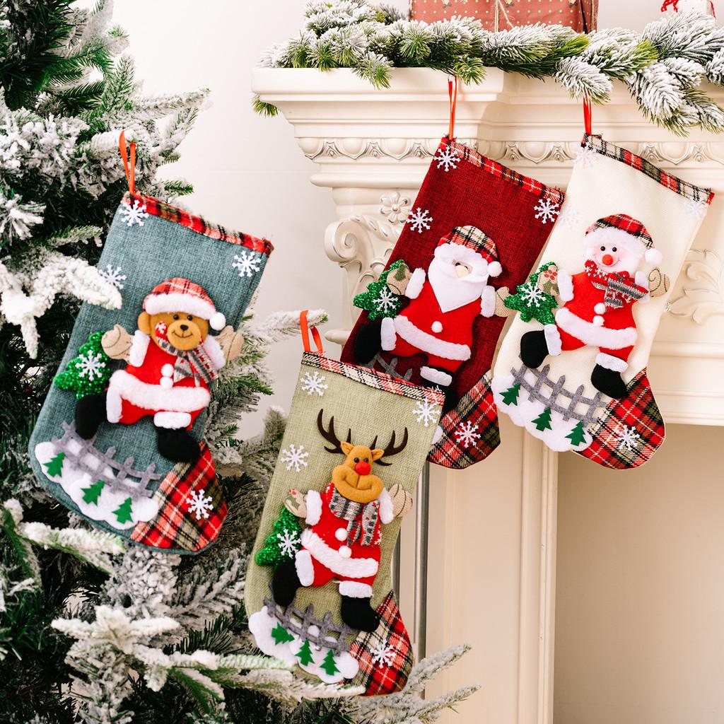 Christmas Burlap Plush Stockings Delightful Holiday Gift Bags For Candy And Decorations