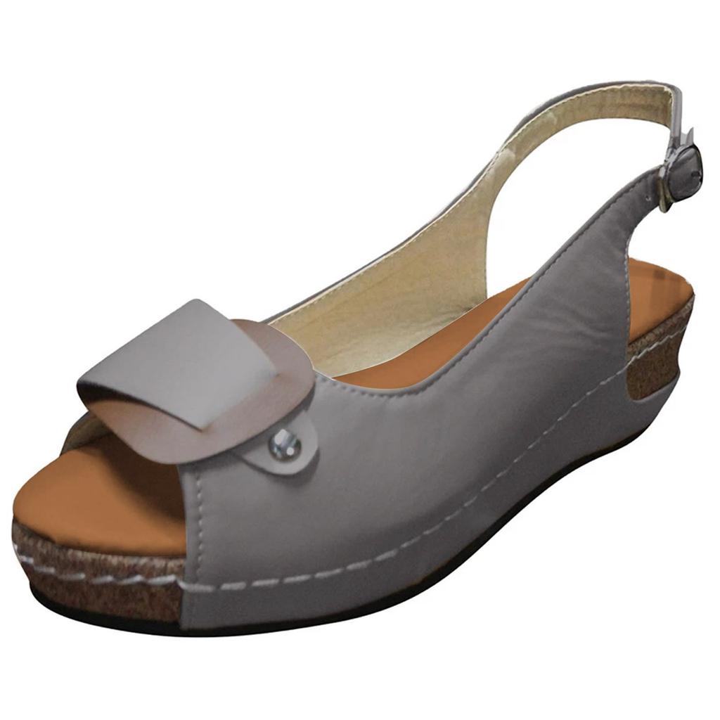 Roman Casual Sandalen Frauen Wedges Pumps Schnalle Open Toe Fisch Mund Schuhe