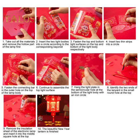 Laternen-Set zum Jahr der Schlange mit Stange für Kinder, tragbar, DIY, handgefertigt, Cartoon-Schlangen-LED-Laterne, Dekoration für das chinesische Neujahr, Frühlingsfest