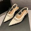 Fashion Pointed Toe Hollow Women Sandals Summer Shoes Woman Slingback 2025 Trend Elegant Dress Loafers Shoes Fashion Sandalias De Mujer