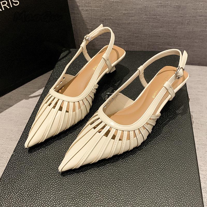 Fashion Pointed Toe Hollow Women Sandals Summer Shoes Woman Slingback 2025 Trend Elegant Dress Loafers Shoes Fashion Sandalias De Mujer