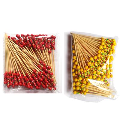 100pcs Acrylic Beads Bamboo Cocktail Picks Food Sticks Drink Stirrer BBQ Decor