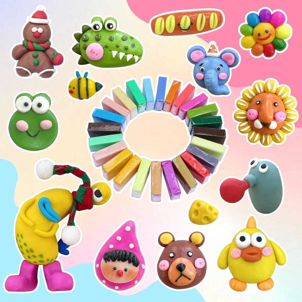 Polymer Clay Fimo DIY Soft Clay Set Molding Craft Oven Bake Clay Blocks Montessori Early Education Toy For Kids Christmas Set