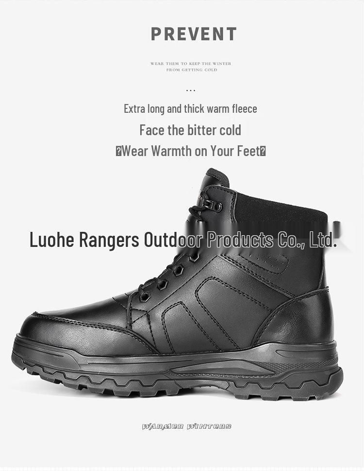 מגפי שלג חורפיים מרופדים בפרווה לגברים - עבים, חמים, מונעי החלקה, עמידים לקור, נעלי כותנה לחוץ.