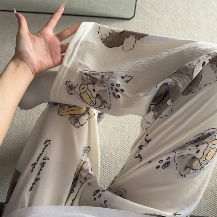 2026 New Style Lounge Pants for Women Loose Fit Wide Leg Casual Pajama Pants for Outdoor, Campus, Home
