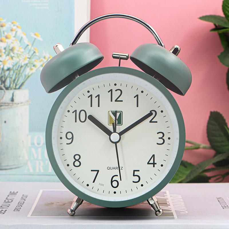 Students Use Alarm Clock To Creative Personalized Bedroom Metal Silent Children's Bedside Luminous Bell Ringing Clock Simple Nordic Style