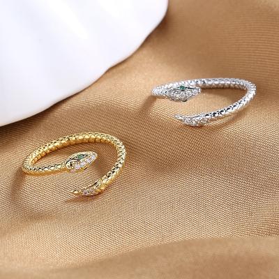 Fashion Snake Rings for Women Temperament Personality Design Adjustable Open Ring Hip Hop Punk Statement Ring Jewelry Banquet Hand Jewelry Gifts