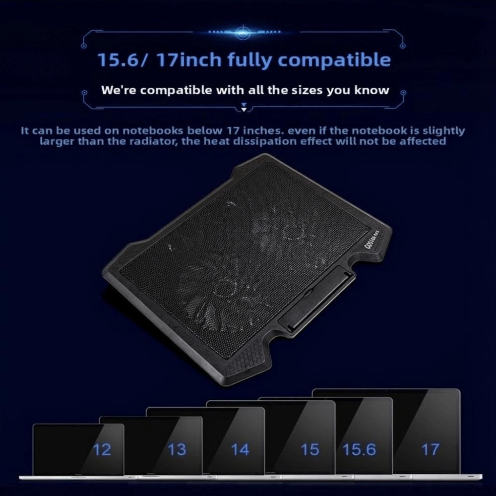 13 14 15.6 17 inch Laptop Cooling Pad LED Light USB Powered Notebook Cooling Fan Heat Dissipation Quiet Laptop Stand Base