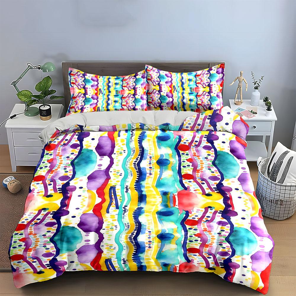Colorful Wavy Stripes. Bedding Sets Duvet Cover Sets Duvet Covers Pillowcases(1 * Duvet Cover 2 * Pillowcases, Without Duvet Insert)