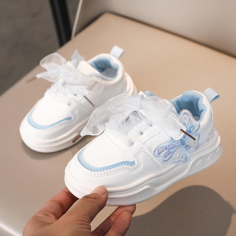 Spring Girls Leather White Sneakers Soft Sole Versatile Casual Shoes For Kids