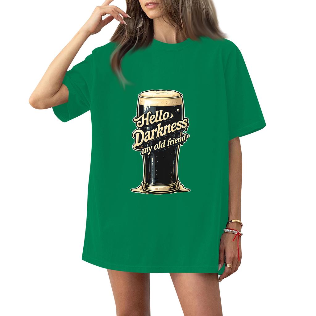 ( Darknss My Old Freend) Women's Fashion Casual Short-Sleeve Neck St. Patrick's Day Printed Shirt/T-Shirt Top