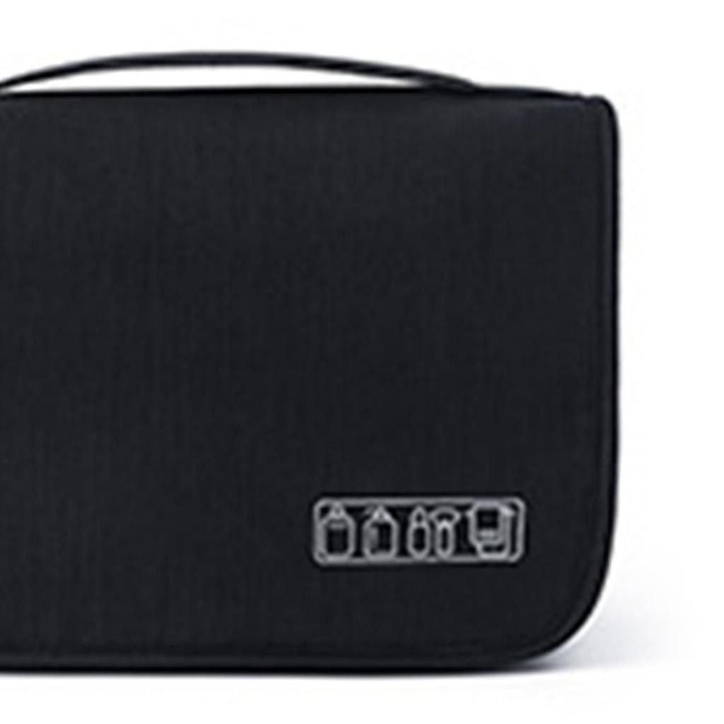 Black Travel Storage Bag with Hook Wet Dry Separation Large Capacity Hanging Toiletries Storage Bag