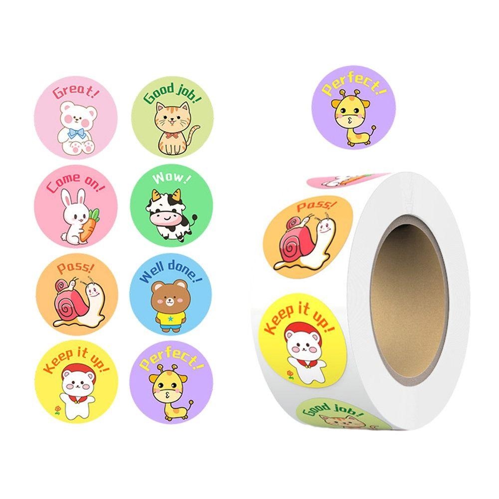 500Pcs/Roll Animal Praise Stickers Little Red Flower Inspirational Stickers Reward Stickers