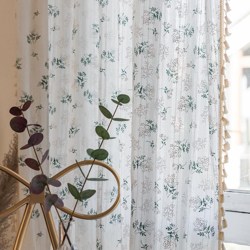 

Curtain Finished Pure Cotton Small Daisy Fringe Valance Kitchen Rod Pocket Japanese Short Curtain Bay Window Coffee Half Curtain W65 x H30cm&Punching