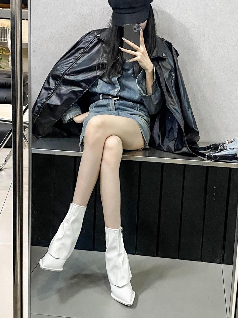 2025 Autumn/Winter Stiletto Heel Pointed Toe Women's Ankle Boots with Side Zipper