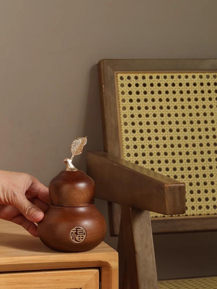 Massivholz Zahnstocherbox Haushalt Wohnzimmer Nussbaumholz Zahnstocherhalter Chinesisches Restaurant Kreatives Holzkürbis Aufbewahrungsglas