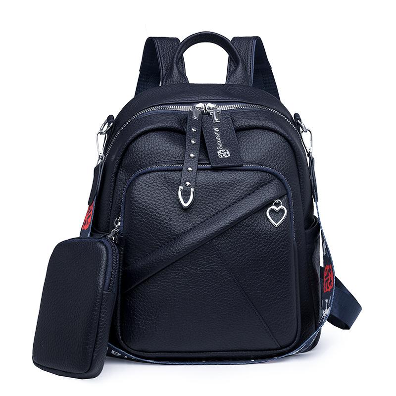 

Вместительный рюкзак из мягкой кожи, женская многофункциональная сумка через плечо синий