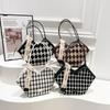 Chic Check Geometric Colorblock Shoulder Bag For Women Perfect For Commuting Casual And