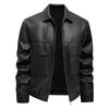 New leather jacket men's spring and autumn men's lapel jacket fashion top windproof casual large size tooling jacket
