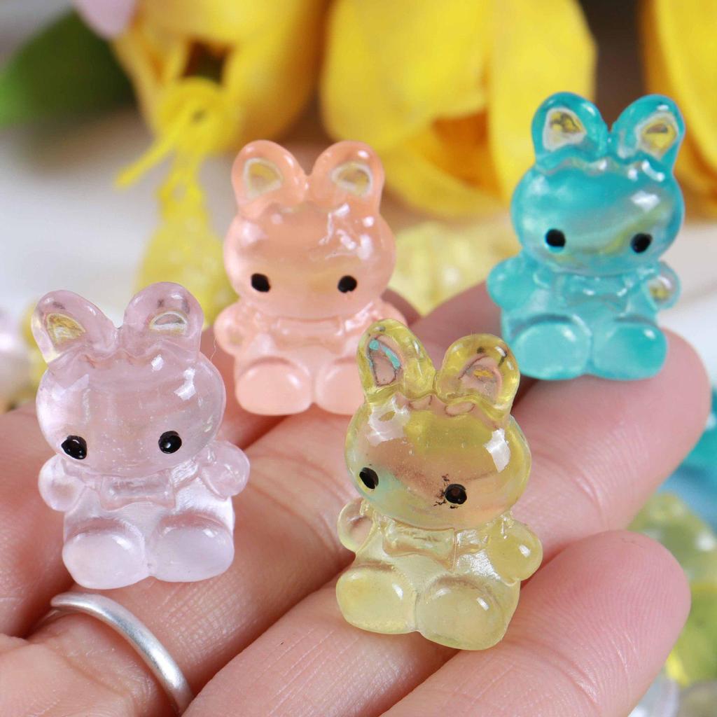 Resin Mini Luminous Animal Figurines - DIY Cartoon Toys for Micro Landscapes, Ideal Children's Gift