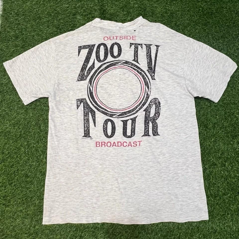 Vintage 1992 U2 Zoo Tv Tour Outside Broadcast Distressed TShirt Reprint S4XL Unisex T-Shirt XL