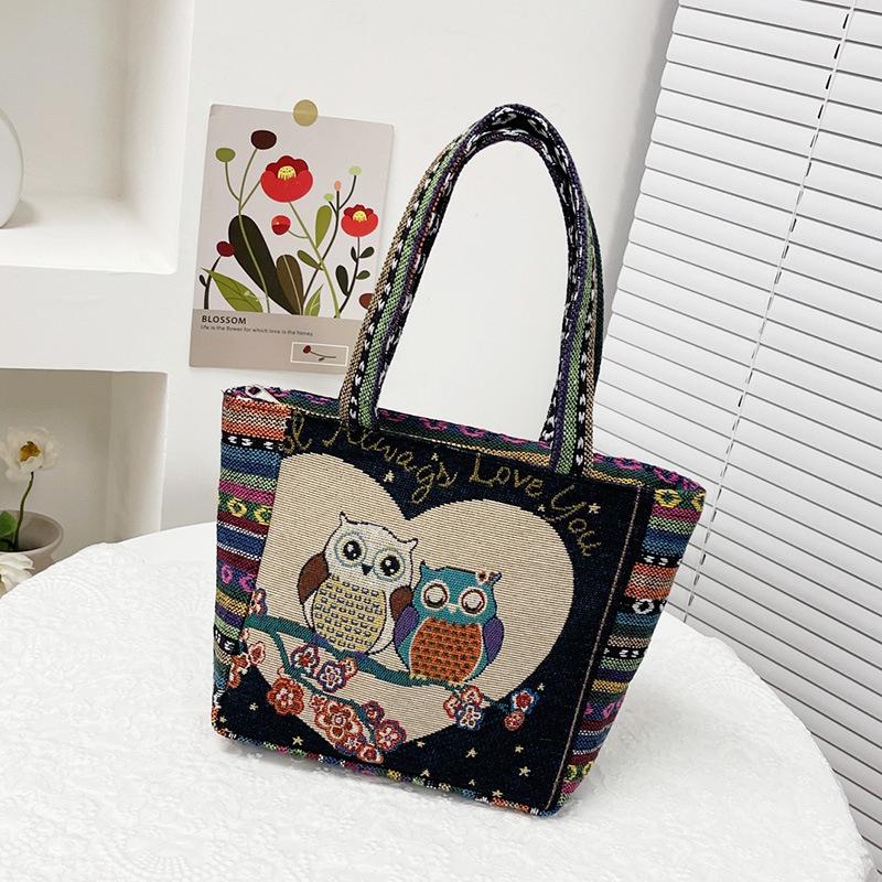 Canvas embroidery butterfly handbag bag middle-aged and elderly mother handbag women's ethnic style elephant women's bag