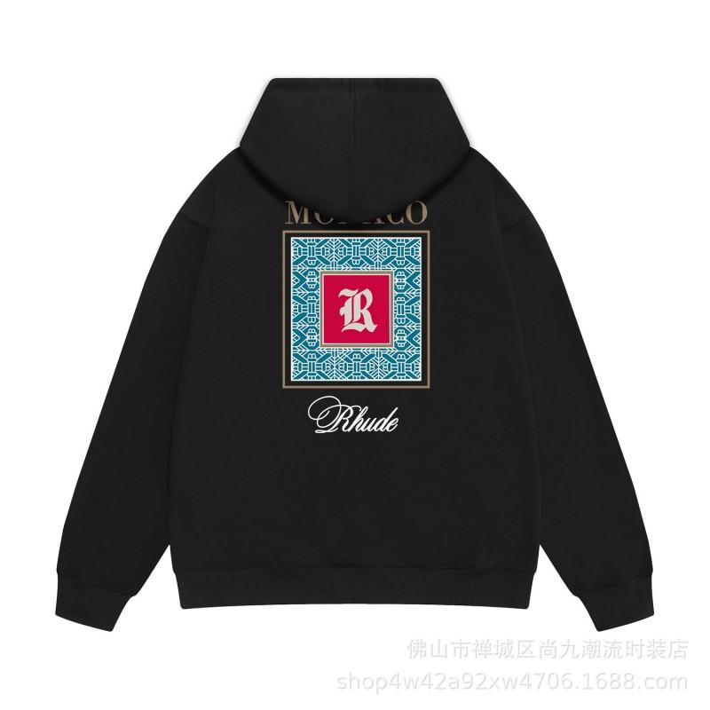 RHUDE Classic Printed Hoodie Loose Fit Men Women Fall Winter Streetwear