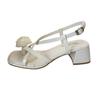 French beautiful open-toed sandals women's summer wear 2025 new silver thick heel set toe cool slippers fashion Roman shoes