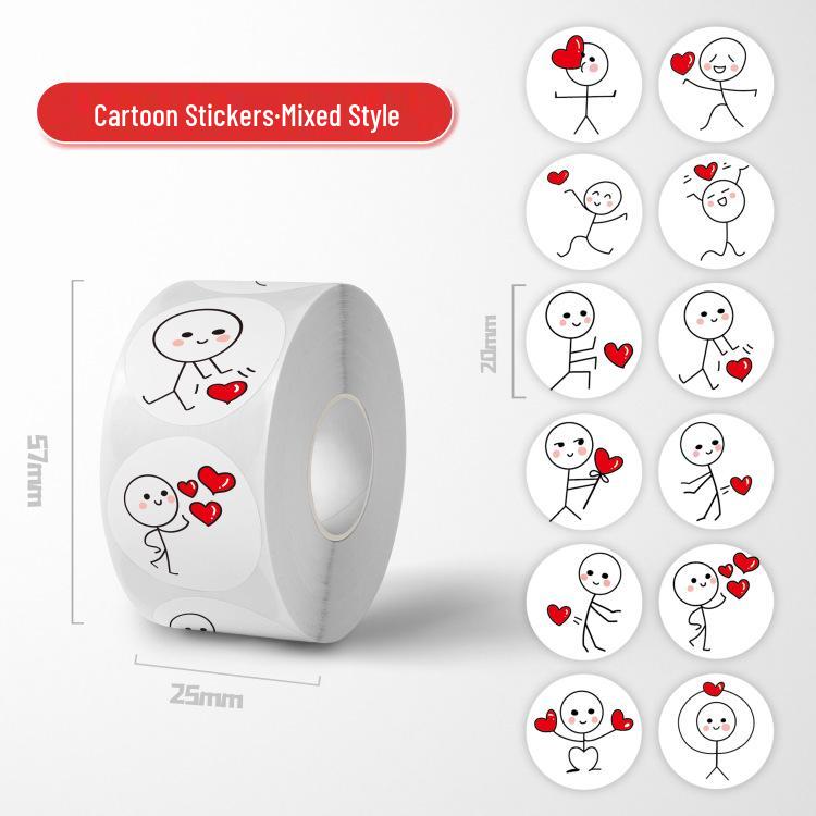 

Мультяшные Креативные Круглые Наклейки для Детского Декора и Дневников - Милый Дизайн Сердечка