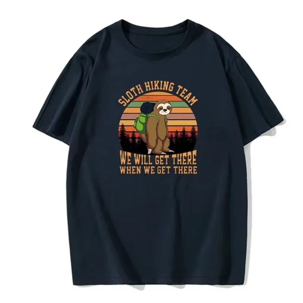 Summer Men's Fun Sloth Animal Print T-shirt Round Neck Cotton European Size Casual Fashion Versatile T-shirt Summer Men's Top